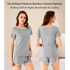 image:imageWiWi Viscose from Bamboo Pajamas Set for Women Super Soft Short Sleeve Cooling Summer Plus Size Pjs Sets Sleepwear S4XEheather Grey