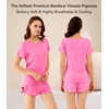 image:imageWiWi Viscose from Bamboo Pajamas Set for Women Super Soft Short Sleeve Cooling Summer Plus Size Pjs Sets Sleepwear S4XEraspberry Pink