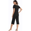 image:imageWiWi Viscose from Bamboo Pajamas Set for Women Super Soft Short Sleeve Tops Capri Pants Sleepwear Cooling Pjs Sets S3XAblack