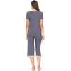 image:imageWiWi Viscose from Bamboo Pajamas Set for Women Super Soft Short Sleeve Tops Capri Pants Sleepwear Cooling Pjs Sets S3XAdark Grey