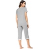 image:imageWiWi Viscose from Bamboo Pajamas Set for Women Super Soft Short Sleeve Tops Capri Pants Sleepwear Cooling Pjs Sets S3XAheather Grey