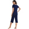 image:imageWiWi Viscose from Bamboo Pajamas Set for Women Super Soft Short Sleeve Tops Capri Pants Sleepwear Cooling Pjs Sets S3XAnavy