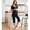 image:imageWiWi Viscose from Bamboo Pajamas Set for Women Super Soft Short Sleeve Tops Capri Pants Sleepwear Cooling Pjs Sets S3XBblack