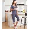image:imageWiWi Viscose from Bamboo Pajamas Set for Women Super Soft Short Sleeve Tops Capri Pants Sleepwear Cooling Pjs Sets S3XBdark Grey