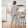 image:imageWiWi Viscose from Bamboo Pajamas Set for Women Super Soft Short Sleeve Tops Capri Pants Sleepwear Cooling Pjs Sets S3XBheather Grey