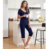 image:imageWiWi Viscose from Bamboo Pajamas Set for Women Super Soft Short Sleeve Tops Capri Pants Sleepwear Cooling Pjs Sets S3XBnavy