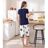 image:imageWiWi Viscose from Bamboo Pajamas Set for Women Super Soft Short Sleeve Tops Capri Pants Sleepwear Cooling Pjs Sets S3XBnavyDaisy
