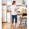 image:imageWiWi Viscose from Bamboo Pajamas Set for Women Super Soft Short Sleeve Tops Capri Pants Sleepwear Cooling Pjs Sets S3XBraw WhiteDark Navy Star