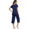 image:imageWiWi Viscose from Bamboo Pajamas Set for Women Super Soft Short Sleeve Tops Capri Pants Sleepwear Cooling Pjs Sets S3XCdark Blue