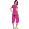 image:imageWiWi Viscose from Bamboo Pajamas Set for Women Super Soft Short Sleeve Tops Capri Pants Sleepwear Cooling Pjs Sets S3XCmagenta