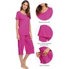 image:imageWiWi Viscose from Bamboo Pajamas Set for Women Super Soft Short Sleeve Tops Capri Pants Sleepwear Cooling Pjs Sets S3XCmagenta