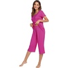 image:imageWiWi Viscose from Bamboo Pajamas Set for Women Super Soft Short Sleeve Tops Capri Pants Sleepwear Cooling Pjs Sets S3XCmagenta