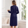 image:imageWiWi Viscose from Bamboo Robe for Women Soft Lightweight Bathrobe with Pockets Kimono Spa Robes Cooling Loungewear SXXLAnavy