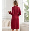 image:imageWiWi Viscose from Bamboo Robe for Women Soft Lightweight Bathrobe with Pockets Kimono Spa Robes Cooling Loungewear SXXLAwine Red