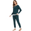 image:imageWiWi Viscose from Bamboo Womens Pajama Set Crew Neck Soft LongSleeve Top  Yoga Pants Sets with Pocket SXXLDark Bluish Green