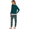 image:imageWiWi Viscose from Bamboo Womens Pajama Set Crew Neck Soft LongSleeve Top  Yoga Pants Sets with Pocket SXXLDark Greenchristmas Elk on Green