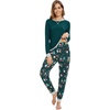 image:imageWiWi Viscose from Bamboo Womens Pajama Set Crew Neck Soft LongSleeve Top  Yoga Pants Sets with Pocket SXXLDark Greenchristmas Elk on Green
