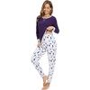 image:imageWiWi Viscose from Bamboo Womens Pajama Set Crew Neck Soft LongSleeve Top  Yoga Pants Sets with Pocket SXXLDark Purpledark Purple Dots