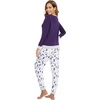 image:imageWiWi Viscose from Bamboo Womens Pajama Set Crew Neck Soft LongSleeve Top  Yoga Pants Sets with Pocket SXXLDark Purpledark Purple Dots