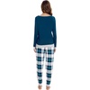 image:imageWiWi Viscose from Bamboo Womens Pajama Set Crew Neck Soft LongSleeve Top  Yoga Pants Sets with Pocket SXXLPeacock BluenavyGreen Plaid