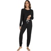 image:imageWiWi Viscose from Bamboo Womens Pajama Set Soft Long Sleeve Pajamas Sets SXXLBlack