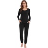 image:imageWiWi Viscose from Bamboo Womens Pajama Set Soft Long Sleeve Pajamas Sets SXXLBlack