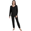 image:imageWiWi Viscose from Bamboo Womens Pajama Set Soft Long Sleeve Pajamas Sets SXXLBlack