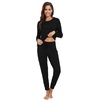 image:imageWiWi Viscose from Bamboo Womens Pajama Set Soft Long Sleeve Pajamas Sets SXXLBlack