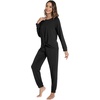 image:imageWiWi Viscose from Bamboo Womens Pajama Set Soft Long Sleeve Pajamas Sets SXXLBlack