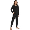 image:imageWiWi Viscose from Bamboo Womens Pajama Set Soft Long Sleeve Pajamas Sets SXXLBlack