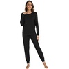 image:imageWiWi Viscose from Bamboo Womens Pajama Set Soft Long Sleeve Pajamas Sets SXXLBlack