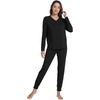 image:imageWiWi Viscose from Bamboo Womens Pajama Set Soft Long Sleeve Pajamas Sets SXXLBlack