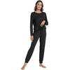 image:imageWiWi Viscose from Bamboo Womens Pajama Set Soft Long Sleeve Pajamas Sets SXXLBlack