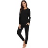 image:imageWiWi Viscose from Bamboo Womens Pajama Set Soft Long Sleeve Pajamas Sets SXXLBlack
