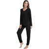 image:imageWiWi Viscose from Bamboo Womens Pajama Set Soft Long Sleeve Pajamas Sets SXXLBlack