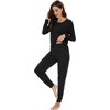 image:imageWiWi Viscose from Bamboo Womens Pajama Set Soft Long Sleeve Pajamas Sets SXXLBlack