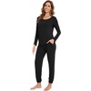 image:imageWiWi Viscose from Bamboo Womens Pajama Set Soft Long Sleeve Pajamas Sets SXXLBlack