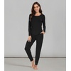 image:imageWiWi Viscose from Bamboo Womens Pajama Set Soft Long Sleeve Pajamas Sets SXXLBlack