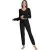 image:imageWiWi Viscose from Bamboo Womens Pajama Set Soft Long Sleeve Pajamas Sets SXXLBlack