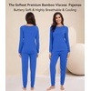 image:imageWiWi Viscose from Bamboo Womens Pajama Set Soft Long Sleeve Pajamas Sets SXXLBright Blue