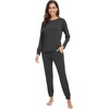image:imageWiWi Viscose from Bamboo Womens Pajama Set Soft Long Sleeve Pajamas Sets SXXLCharcoal Heather