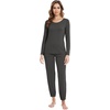 image:imageWiWi Viscose from Bamboo Womens Pajama Set Soft Long Sleeve Pajamas Sets SXXLCharcoal Heather