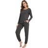 image:imageWiWi Viscose from Bamboo Womens Pajama Set Soft Long Sleeve Pajamas Sets SXXLCharcoal Heather