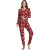 image:imageWiWi Viscose from Bamboo Womens Pajama Set Soft Long Sleeve Pajamas Sets SXXLChristmas Elk on Red