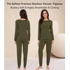 image:imageWiWi Viscose from Bamboo Womens Pajama Set Soft Long Sleeve Pajamas Sets SXXLDark Army Green