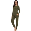 image:imageWiWi Viscose from Bamboo Womens Pajama Set Soft Long Sleeve Pajamas Sets SXXLDark Army Green