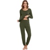 image:imageWiWi Viscose from Bamboo Womens Pajama Set Soft Long Sleeve Pajamas Sets SXXLDark Fence Green