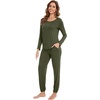 image:imageWiWi Viscose from Bamboo Womens Pajama Set Soft Long Sleeve Pajamas Sets SXXLDark Fence Green