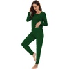 image:imageWiWi Viscose from Bamboo Womens Pajama Set Soft Long Sleeve Pajamas Sets SXXLDark Green