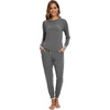 image:imageWiWi Viscose from Bamboo Womens Pajama Set Soft Long Sleeve Pajamas Sets SXXLDark Heather Grey